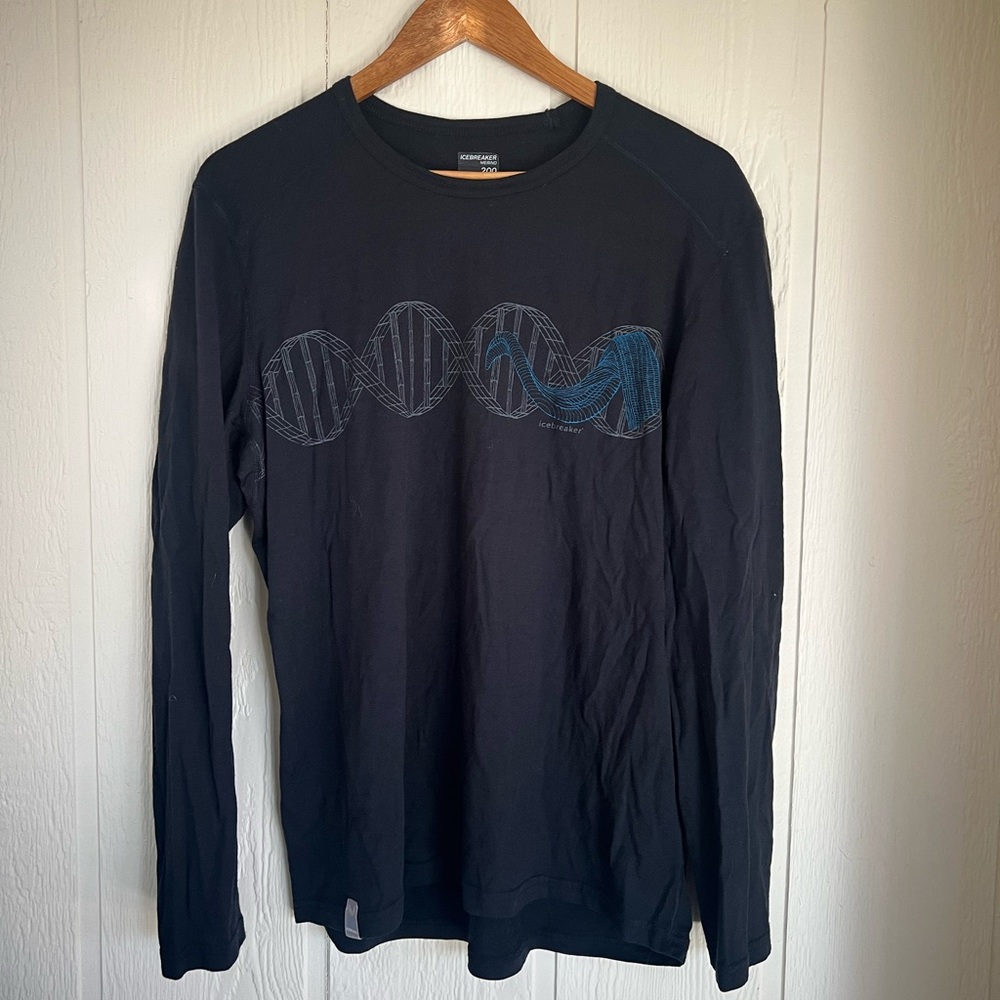 Icebreaker Black Long Sleeve Shirt with Blue DNA Design